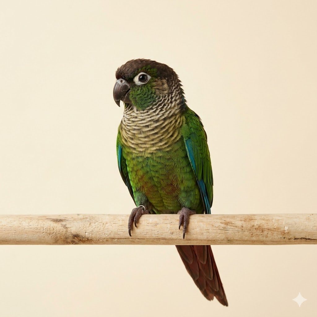 黑帽錐尾鸚鵡（Black-capped Conure）正面照