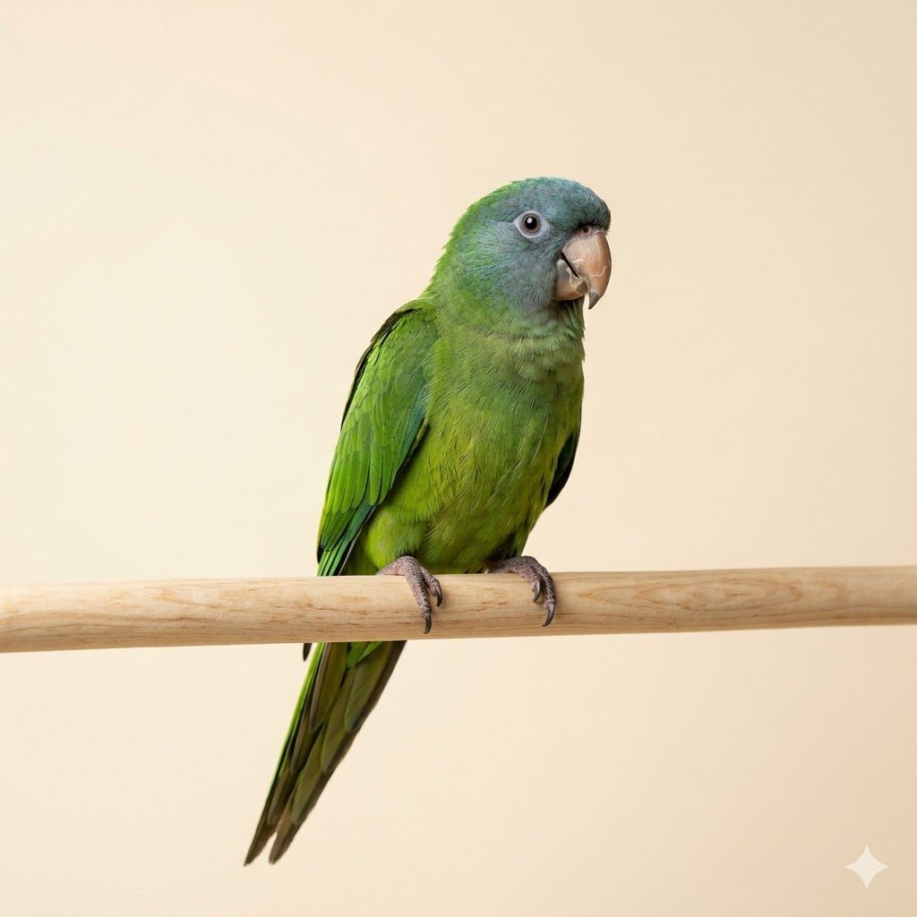 藍冠錐尾鸚鵡（Blue-crowned Conure）正面照