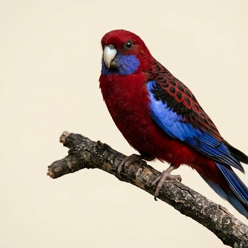 深紅玫瑰鸚鵡（Crimson Rosella）正面照