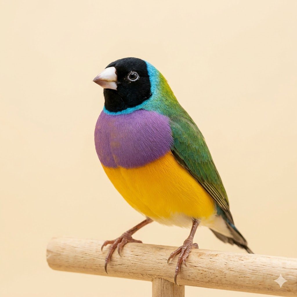 胡錦鳥（七彩文鳥）（Gouldian Finch）正面照