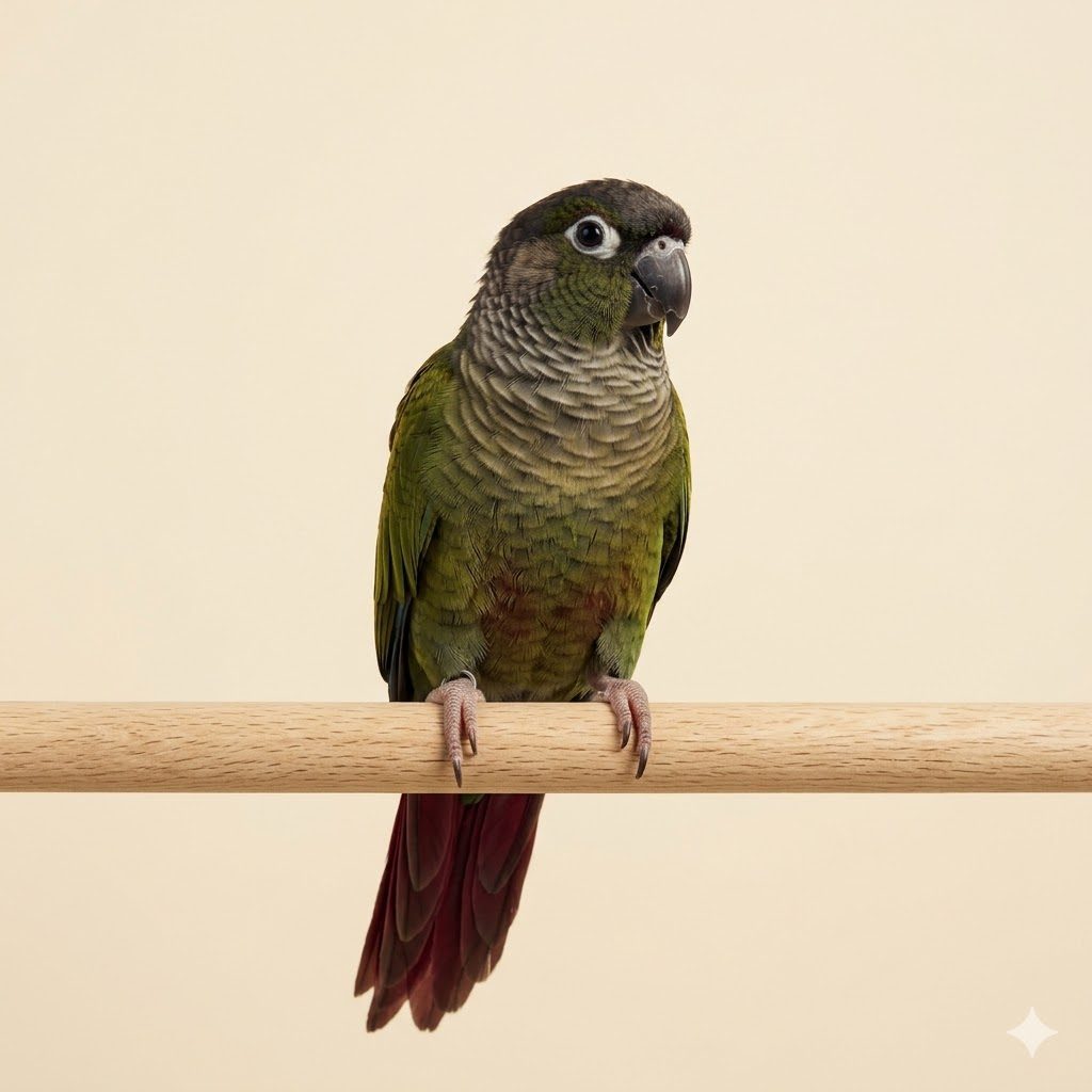 小太陽（綠頰錐尾）（Green-cheeked Conure）正面照