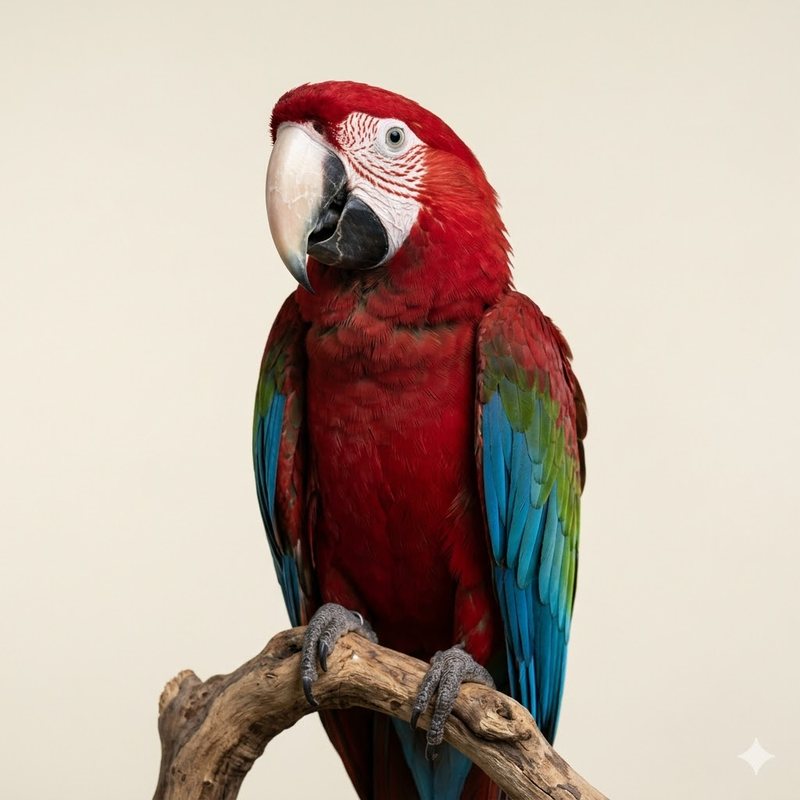 綠翅金剛（紅綠金剛）（Green-winged Macaw）正面照