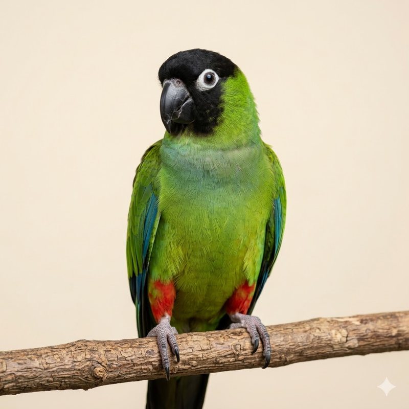 南達錐尾（黑頭錐尾）（Nanday Parakeet）正面照
