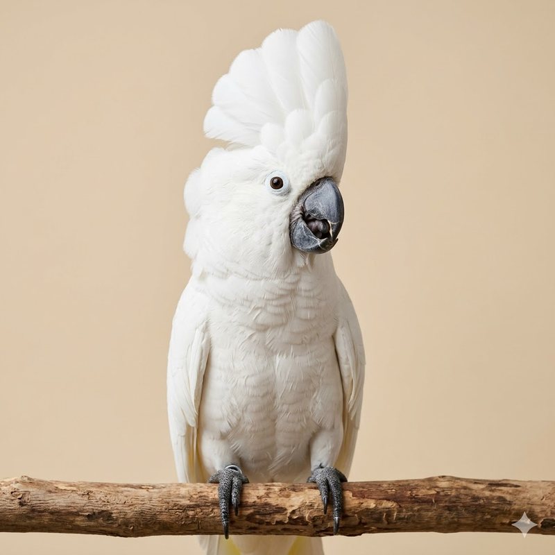 雨傘巴丹（白色鳳頭）（Umbrella Cockatoo）正面照